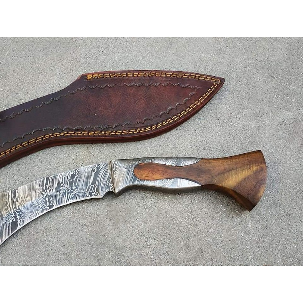 DamascusArtistryHandForgedDamascusKnife14inchesHandcraftedDamascusBladesSetKukriBowiea