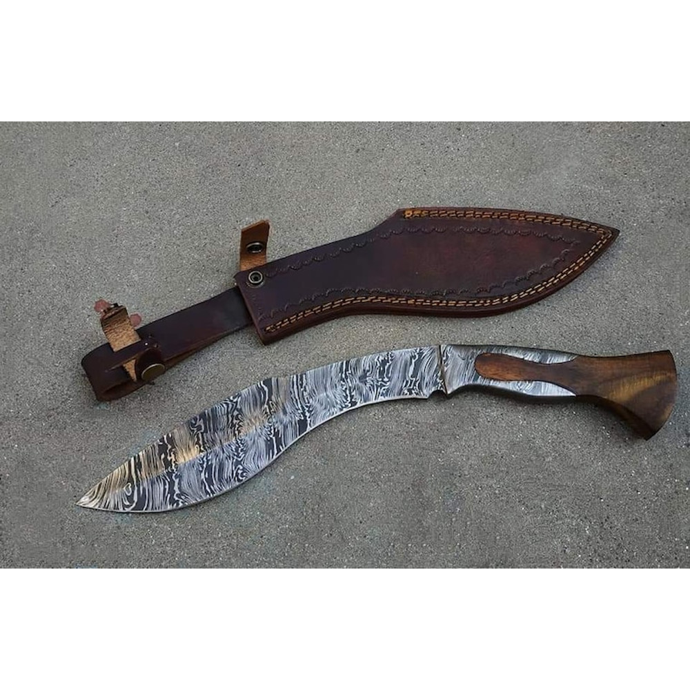 DamascusArtistryHandForgedDamascusKnife14inchesHandcraftedDamascusBladesSetKukriBowiea