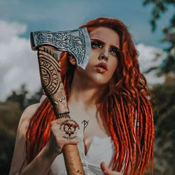 Hand Forged Carbon Steel Viking Axe - Perfect Gift Custom Viking Axe with Rose Wood Shaft - BladeMaster