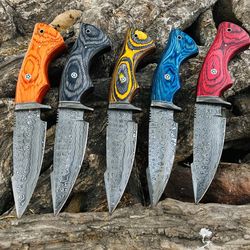 Personalized Damascus Steel Knives Set of 5 - Engraved Damascus Knife Gift Set for Men - The Ultimate Gift - BladeMaster