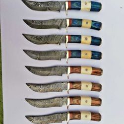 Premium Skinner Set: 10 Handcrafted Damascus Steel Hunting Knives with 6-inch Blades - BladeMaster