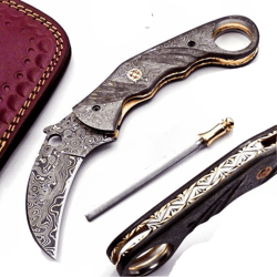 Damascus Pocket Knife Gift for Men