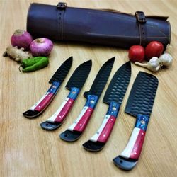 Texas Culinary Mastery: Handmade 440C Steel 5-Piece Chef's Knife Set - BladeMaster