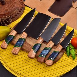 Handmade Chef Knife Set with Forged Carbon Steel