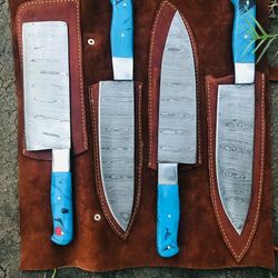Custom Chef Knives: Damascus Steel Set for Ultimate BBQ Experience