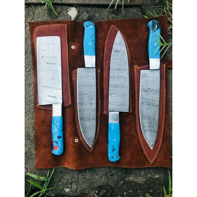 CustomChefKnives DamascusSteelSet for UltimateBBQExperience 1jpg