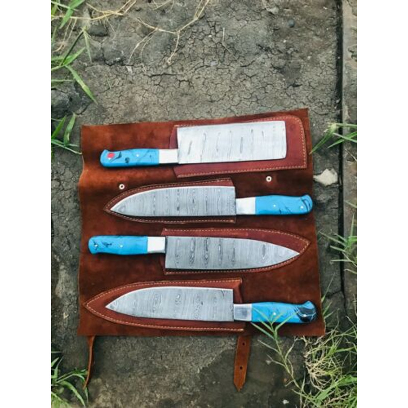 CustomChefKnives DamascusSteelSet for UltimateBBQExperience 9jpg