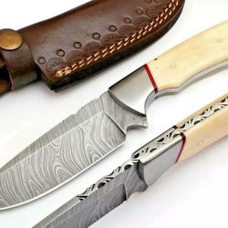 handmade custom damascus steel hunting knife | fixed blade, full tang | unique gift for him | premium quality