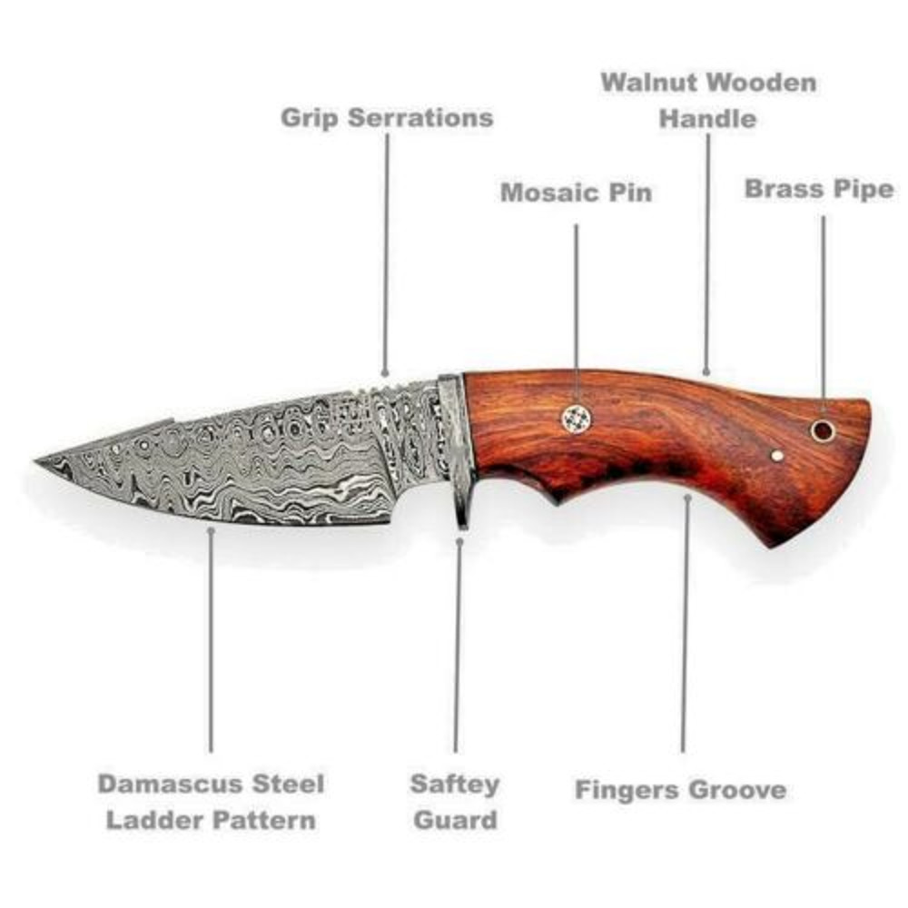 BM Exclusive Handcrafted Damascus Steel Hunting Knife Fixed Blade Full Tang Perfect Gift for Him