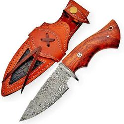 BM Exclusive: Handcrafted Damascus Steel Hunting Knife - Fixed Blade, Full Tang, Perfect Gift for Him