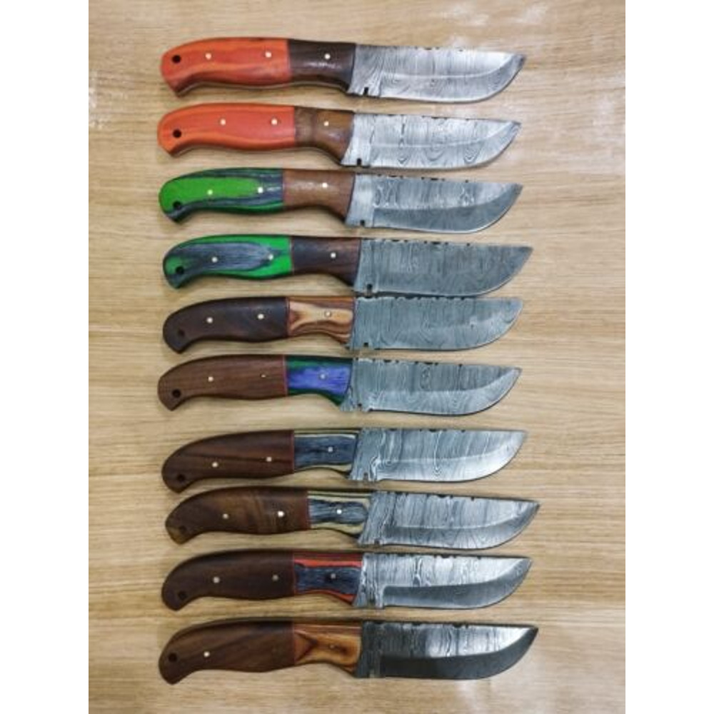 BulkSet10HandmadeDamascusSteelHuntingSkinnerKniveswithSheathBMCollection 1jpg