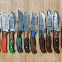 Bulk Set: 10 Handmade Damascus Steel Hunting Skinner Knives with Sheath - BM Collection