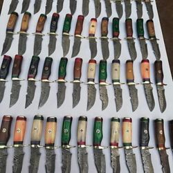 50 Handmade 6" Damascus Steel Hunting Skinner Knives with Sheaths
