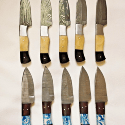 10 Custom 8" Damascus Steel Handmade Skinner Knives with Sheath