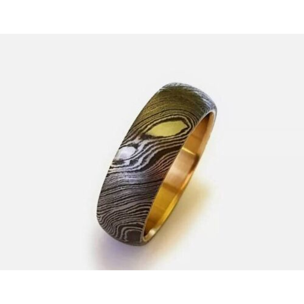 InfiniteLove HandcraftedDamascusSteelRingwithBrassDetailingBladeMaster 1jpg