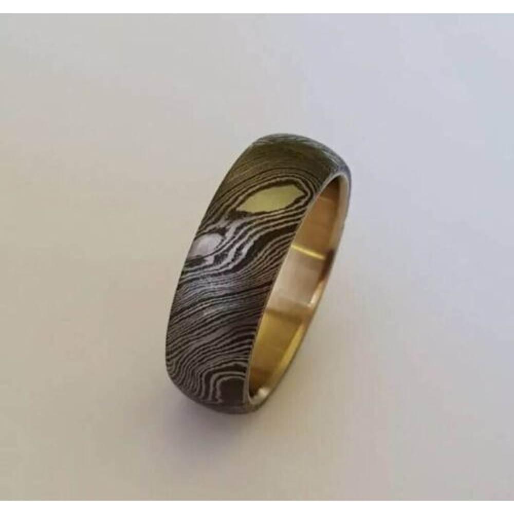 InfiniteLove HandcraftedDamascusSteelRingwithBrassDetailingBladeMaster 2jpg
