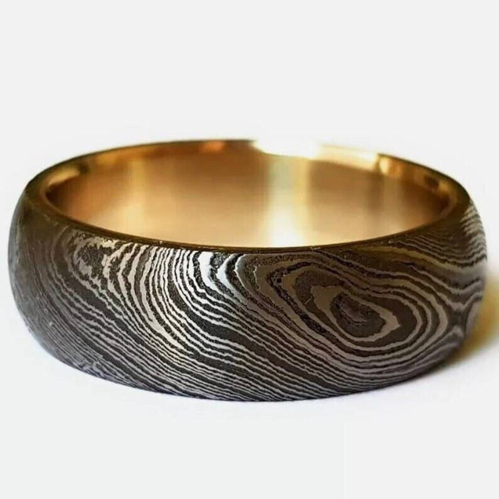 InfiniteLove HandcraftedDamascusSteelRingwithBrassDetailingBladeMaster 8jpg