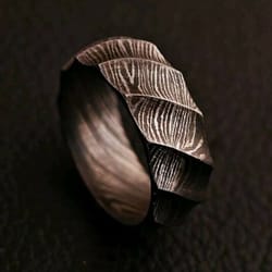 bold elegance: 8mm men's black damascus steel wedding band ring in barrel roll style – exceptional men's jewelry
