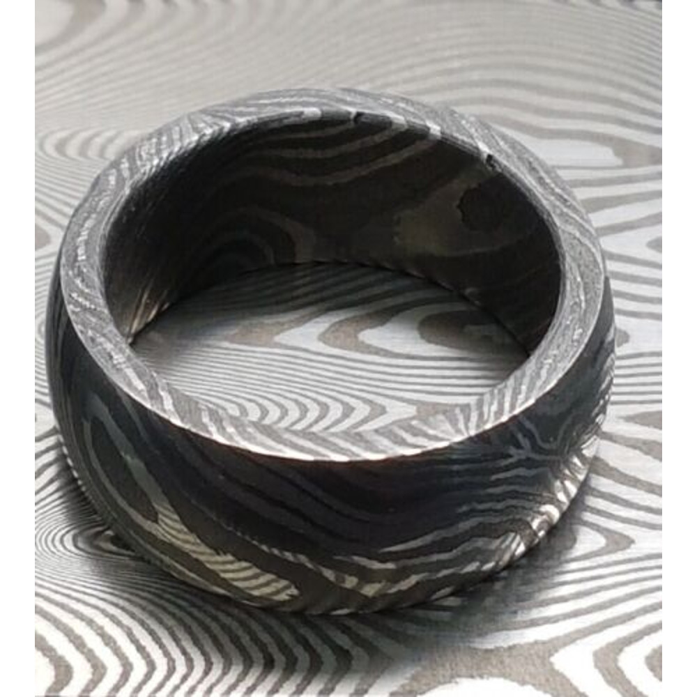 StrikingMensBlackDamascusWeddingRingUniqueBandforEngagementsPerfectMensJewelry 2
