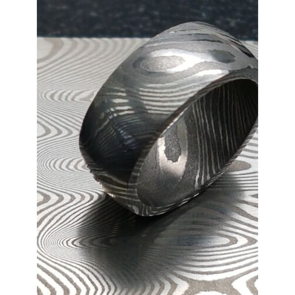 StrikingMensBlackDamascusWeddingRingUniqueBandforEngagementsPerfectMensJewelry 6