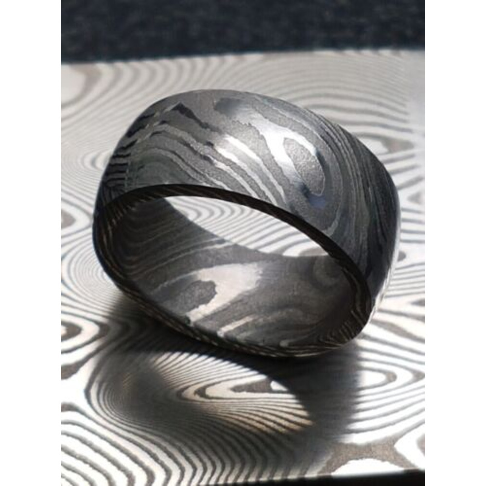StrikingMensBlackDamascusWeddingRingUniqueBandforEngagementsPerfectMensJewelry 7