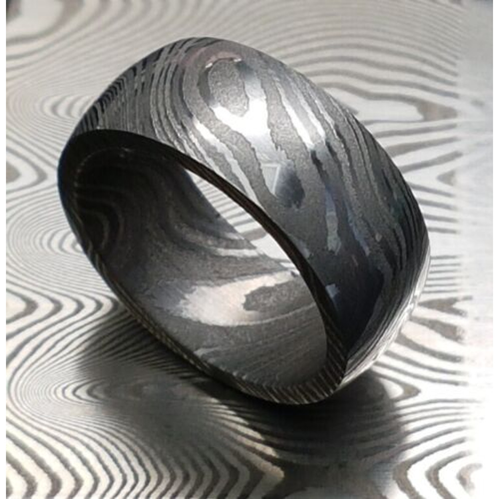 StrikingMensBlackDamascusWeddingRingUniqueBandforEngagementsPerfectMensJewelry 10