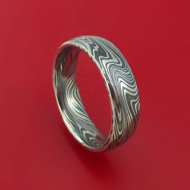 BlackDamascusMensRing EngagementRing MensWeddingRing 10jpg