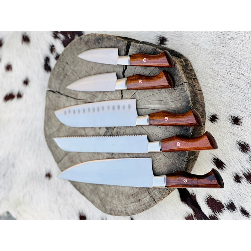 PremiumCustomHandmadeStainlessSteel5PieceKitchenKnivesSetwithChefBBQandButcherKnive