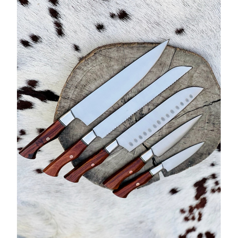 PremiumCustomHandmadeStainlessSteel5PieceKitchenKnivesSetwithChefBBQandButcherKnive
