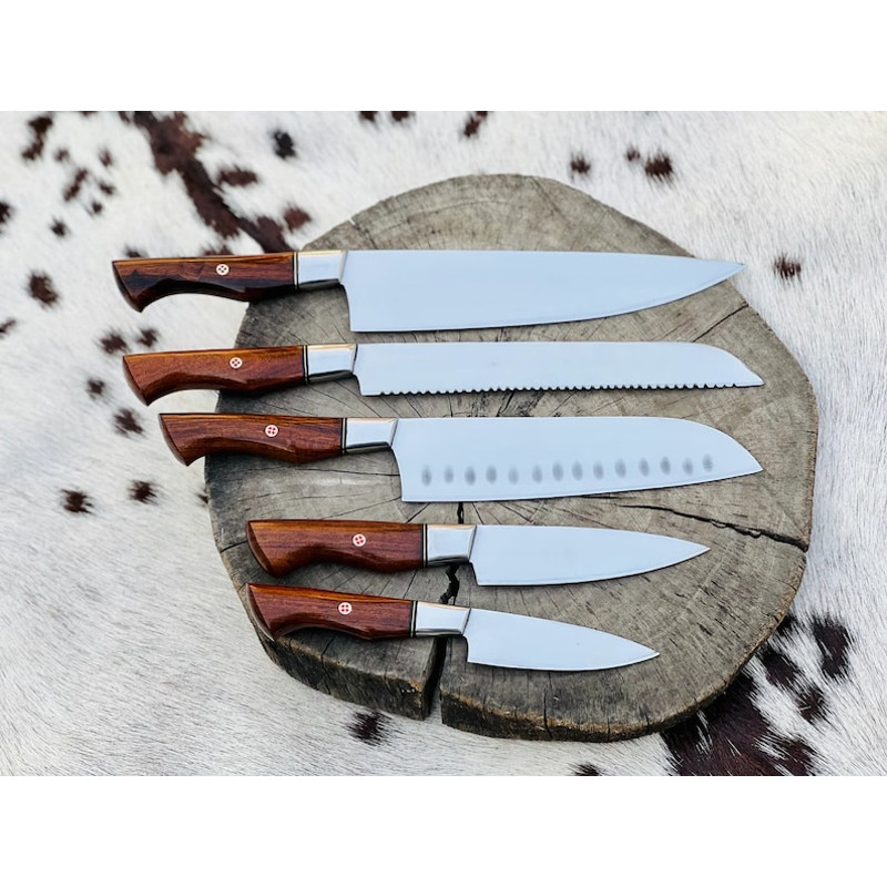 PremiumCustomHandmadeStainlessSteel5PieceKitchenKnivesSetwithChefBBQandButcherKnive