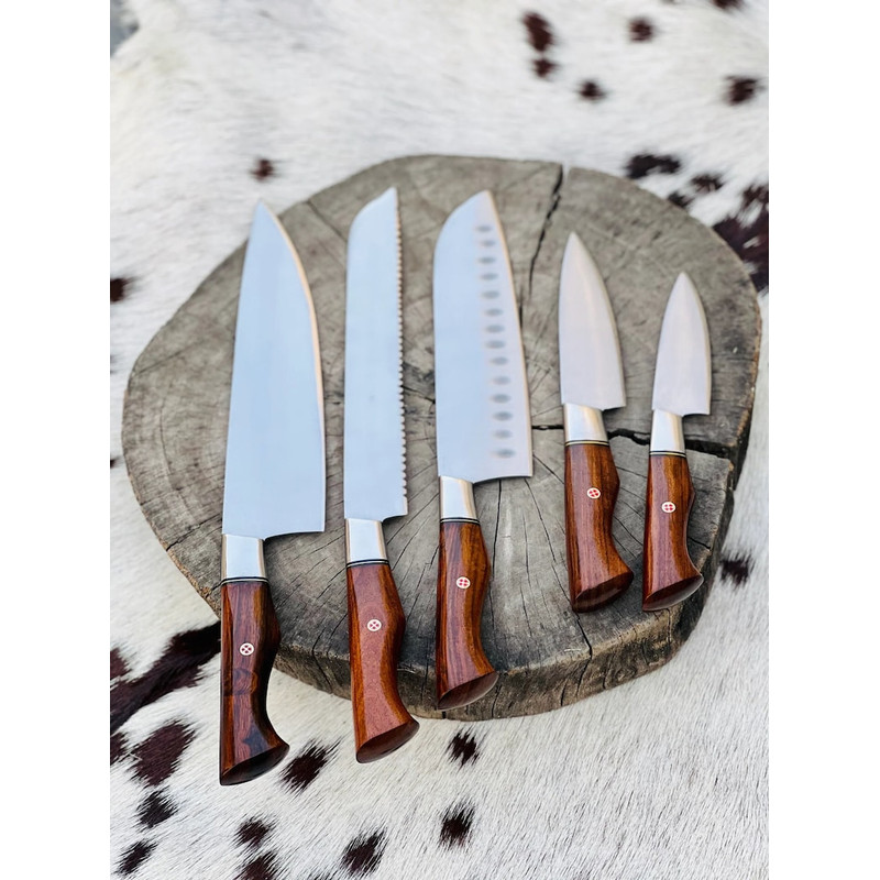 PremiumCustomHandmadeStainlessSteel5PieceKitchenKnivesSetwithChefBBQandButcherKnive
