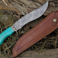 Handmade Damascus Hunting Knife, Fixed Blade, Gut Hook, Bull Cutter - Unique Gifts for Men | USA Crafted Knives