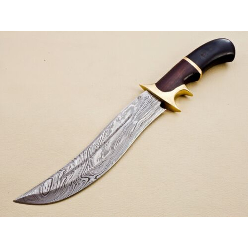 ExquisiteHandcraftedDamascusSteelBowieHuntingKnifefeaturingaRosewoodHandleCompletewith