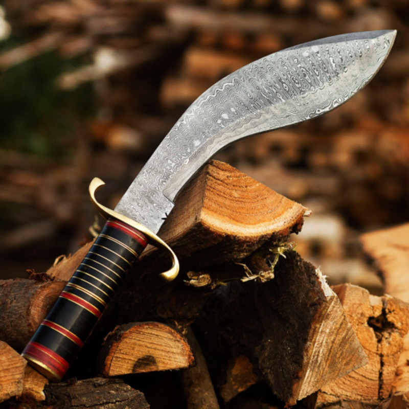 CraftYourAdventureCustomHandmadeDamascusSteelRainDropKukriKnifeforHuntingandCamping 1