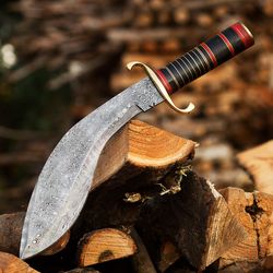 Craft Your Adventure: Custom Handmade Damascus Steel Rain-Drop Kukri Knife for Hunting and Camping