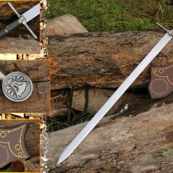 Unveiling The Witcher: Handmade Steel Sword of Geralt with Leather Sheath