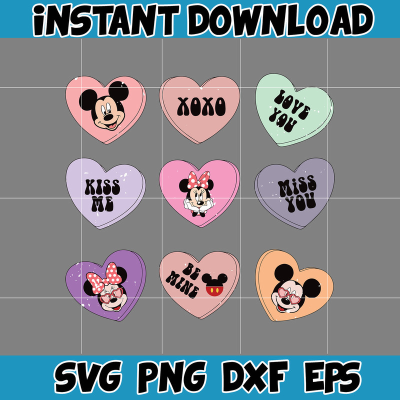 Designs Cartoon Valentine Svg, Be My Valentine Svg, Mouse And Friend Character Movie Svg (4).jpg