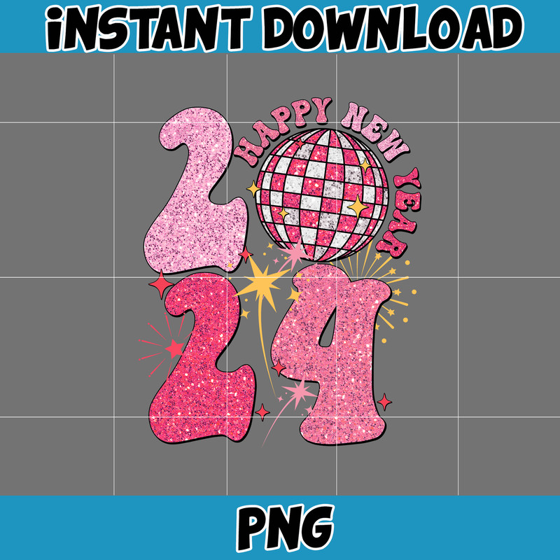 Designs Happy New Year Glitter Sequins Png, New Year 2024 Png, Disco New Year Sublimation, Holiday Retro (18).jpg