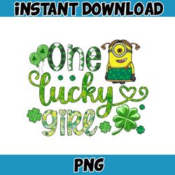 One Lucky Gire Png, Cartoon St. Patrick's Day Png, St Patricks Day Shirt, Cartoon Movies PNG, Sublimation Designs.