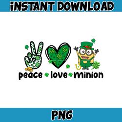 Peace Love Minion Png, Cartoon St. Patrick's Day Png, St Patricks Day Shirt, Cartoon Movies PNG, Sublimation Designs