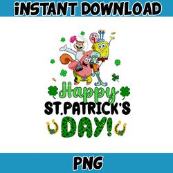 Happy St Patrick's Day SpongeBob Png, Happy Patrick Patty Day Png, St Patrick's Day Png, Cartoon Characters