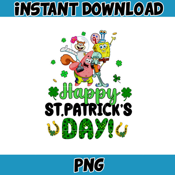 Happy St Patrick's Day SpongeBob Png, Happy Patrick Patty Day Png, St Patrick's Day Png, Cartoon Characters, Saint Patrick's Day Png.jpg