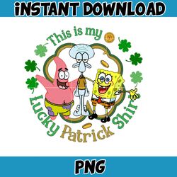 Lucky Patrick Shirt Png, Happy Patrick Patty Day Png, St Patrick's Day Png, Cartoon Characters, Saint Patrick's Day Png
