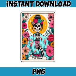 Die Mom Tarot Karte Png, lustige Frau Skelett Mutter Design, Witchy Vibes Schadel, Blumen Mama Png, Instant Download (2)