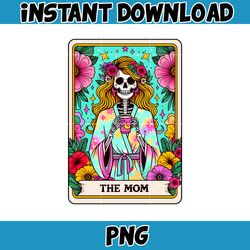 Die Mom Tarot Karte Png, lustige Frau Skelett Mutter Design, Witchy Vibes Schadel, Blumen Mama Png, Instant Download (3)