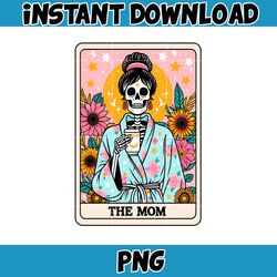 Die Mom Tarot Karte Png, lustige Frau Skelett Mutter Design, Witchy Vibes Schadel, Blumen Mama Png, Instant Download (5)