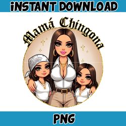 Mama Chingona Chicano Mom Png, Chibi Style Latina Mother's Day Png, Happy Mother Day Png, Cholo Mom Png.