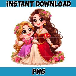 Mom And Daughter Princess Png, Rapunzel Png, Cartoon Mother Png, Mother's Day Png, Gift For Mom Png, Mama Design Png