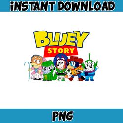 bluey story png, bluey family matching png, bluey png, bluey friends png, bluey birthday png