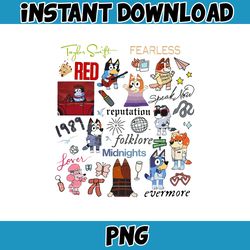 bluey taylor swift png, bluey family matching png, bluey png, bluey friends png, bluey birthday png